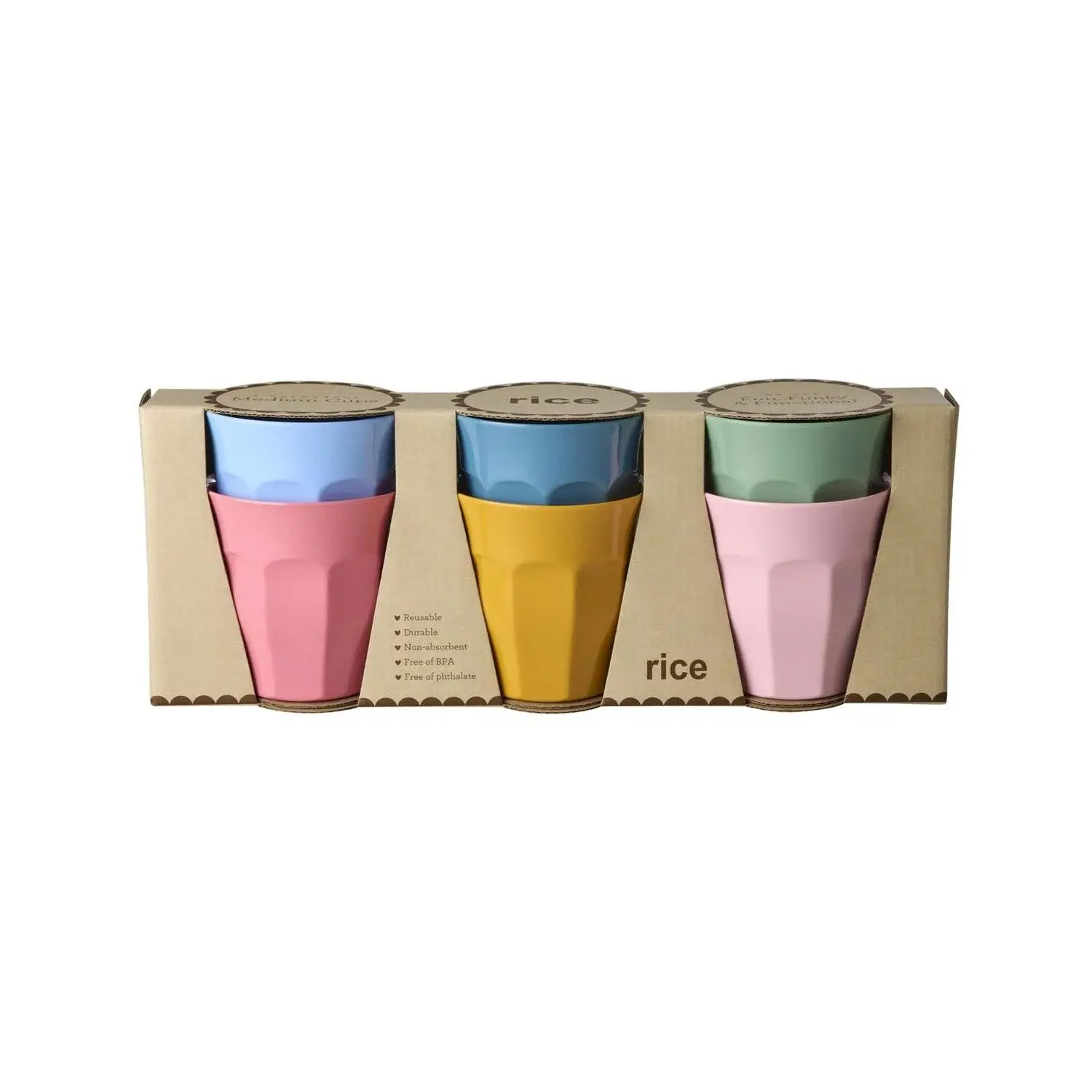 rice - Melamine Becher - 6er-Set -Multi Colours