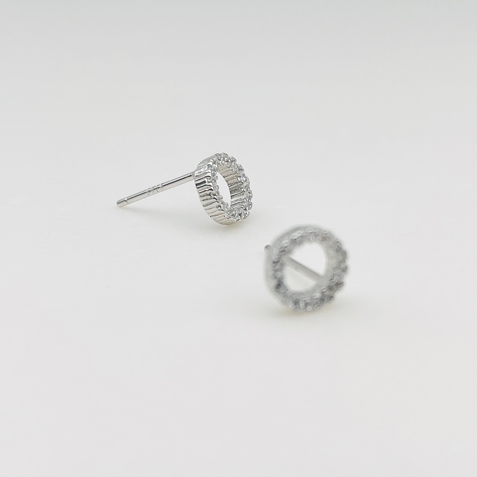 Thumbnail: Cubic Zirconia Round Minimalist Stud Earrings