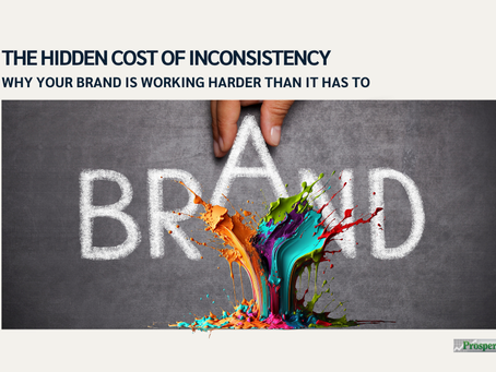 A multi-colored paint splash over the word brand.