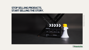 A director's chair and bullhorn used to represent story telling.