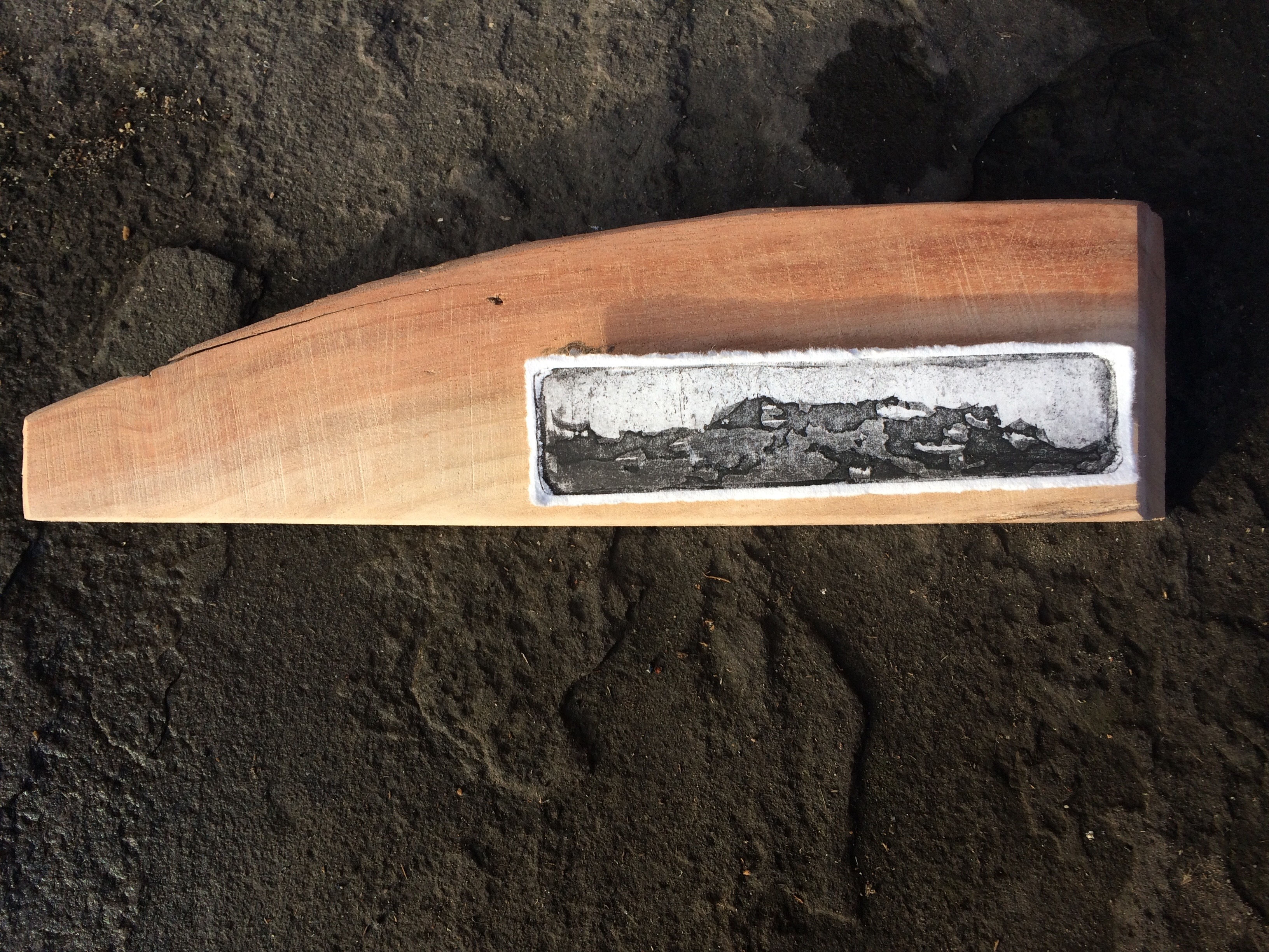 Zinc etching on Malaysian hardwood. (large)