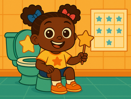 Toddler sitting on potty with reward chart – Potty Time is Fun by Telicia Brown
