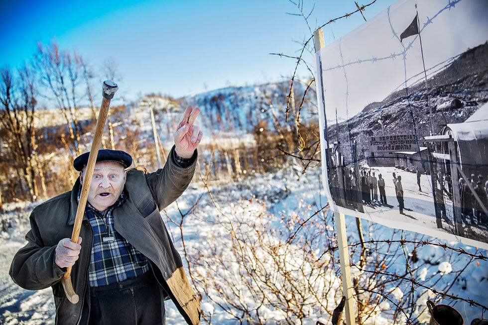 Prisoner from WW2 back at pow camp