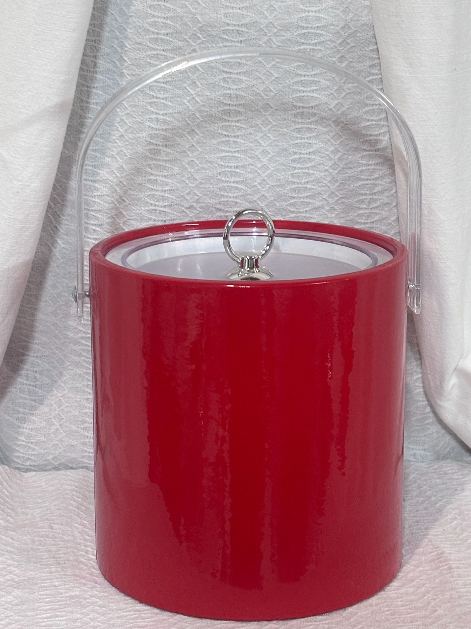 Vintage Mid Century Bright Red Ice Bucket