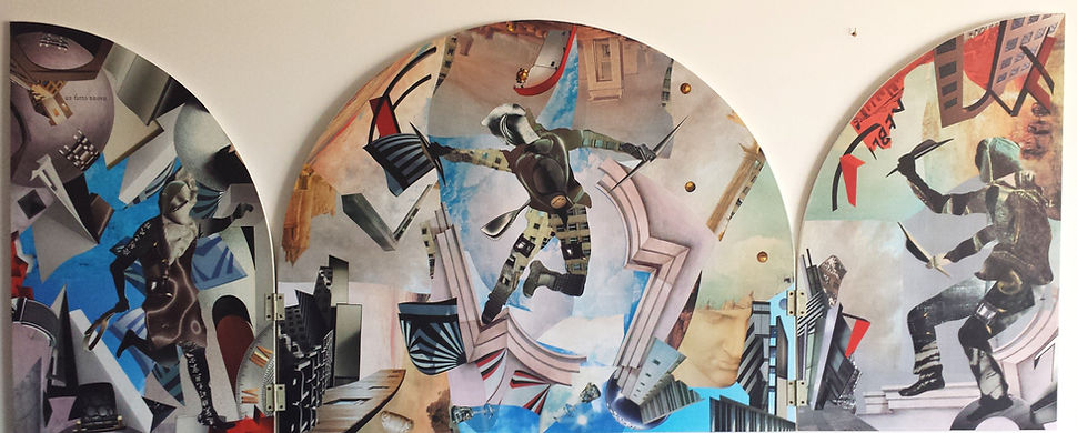 Trittico, Collage puro, cm.200x80, 2014