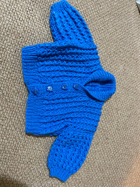 Hand knitted cardigan in royal blue