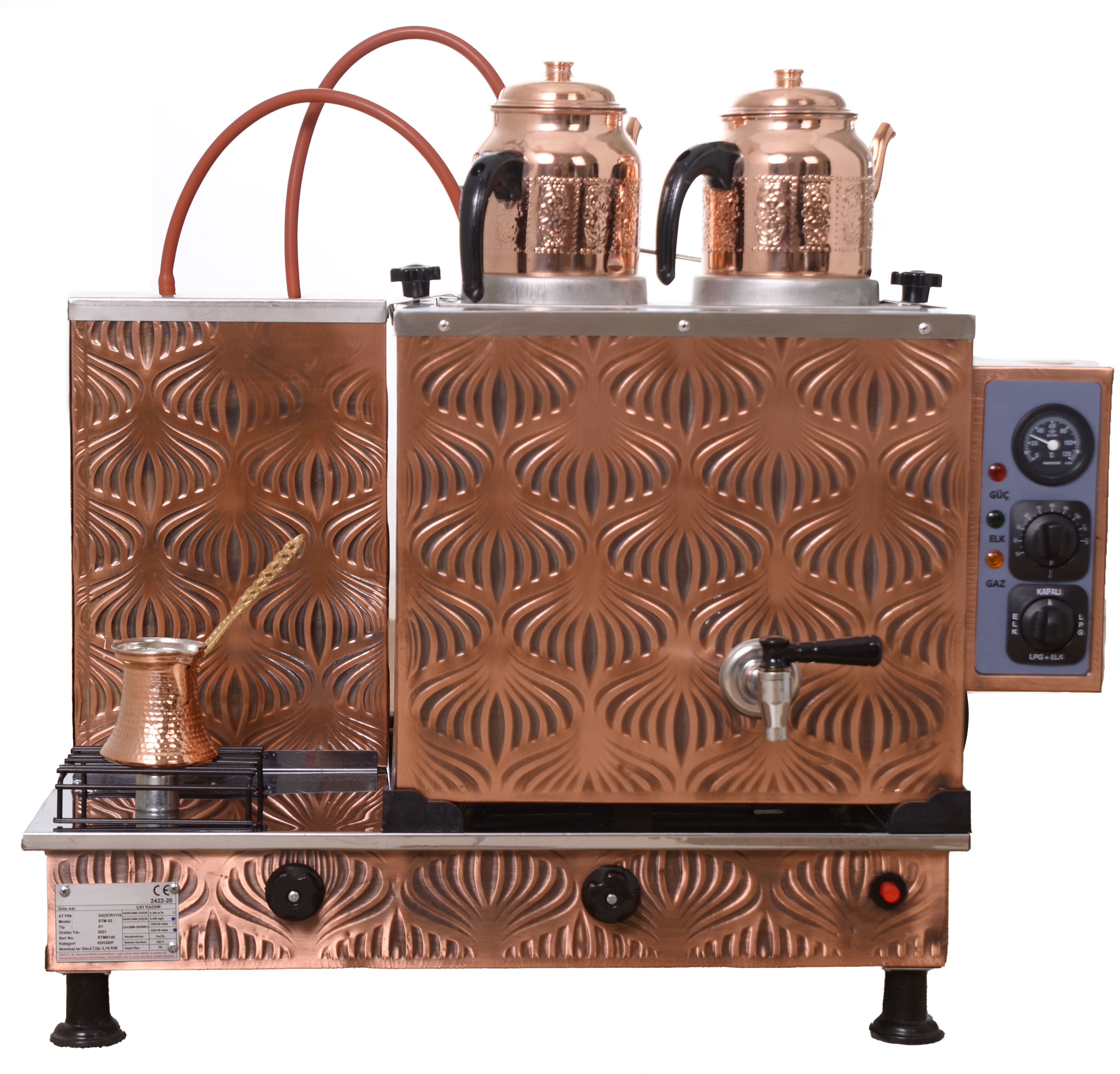 KUTLU KANUNİ 2 DEMLİKLİ BAKIR ÇAY KAZANI