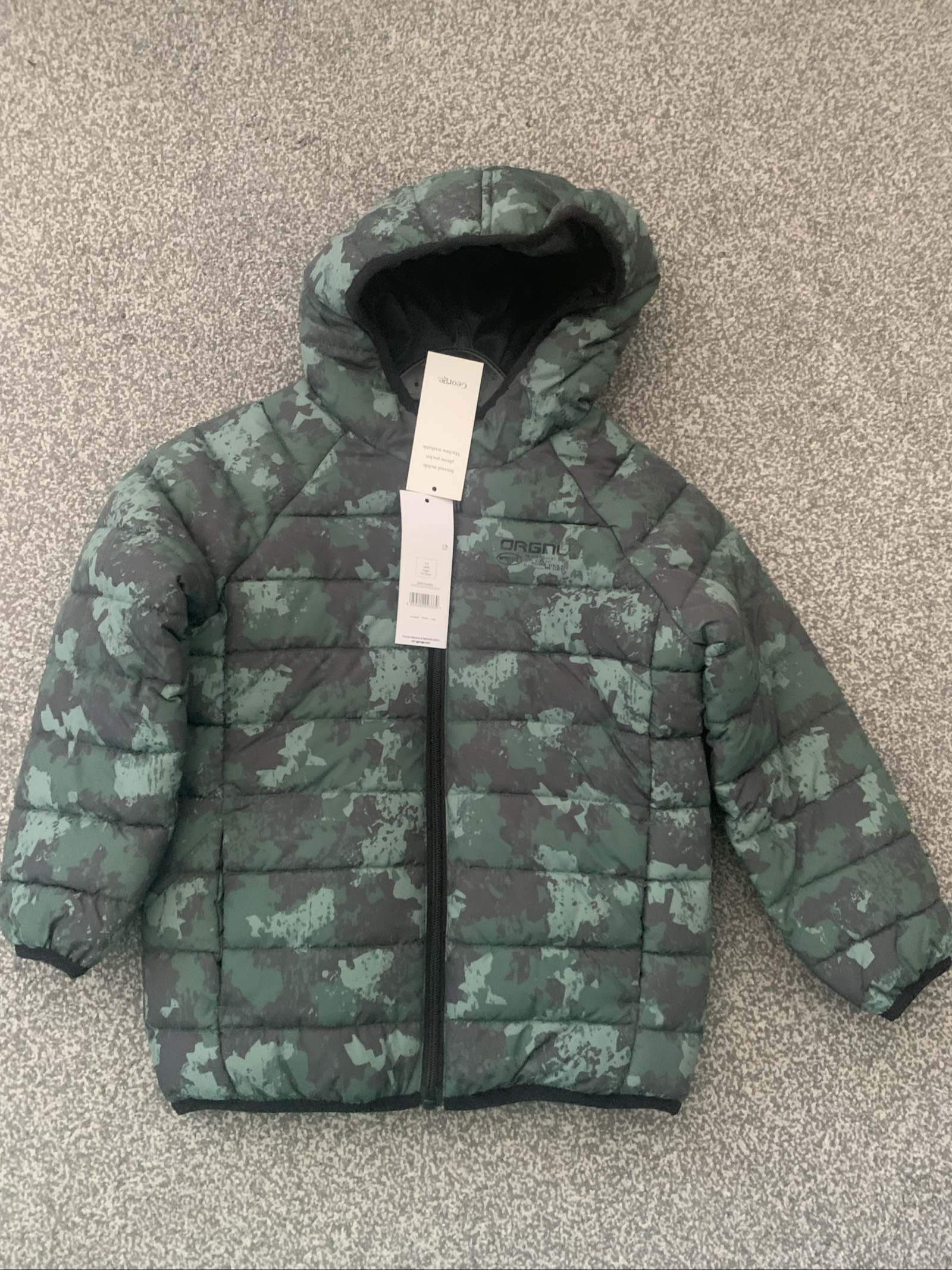 George Boys Camo Hooded Puffer Jacket