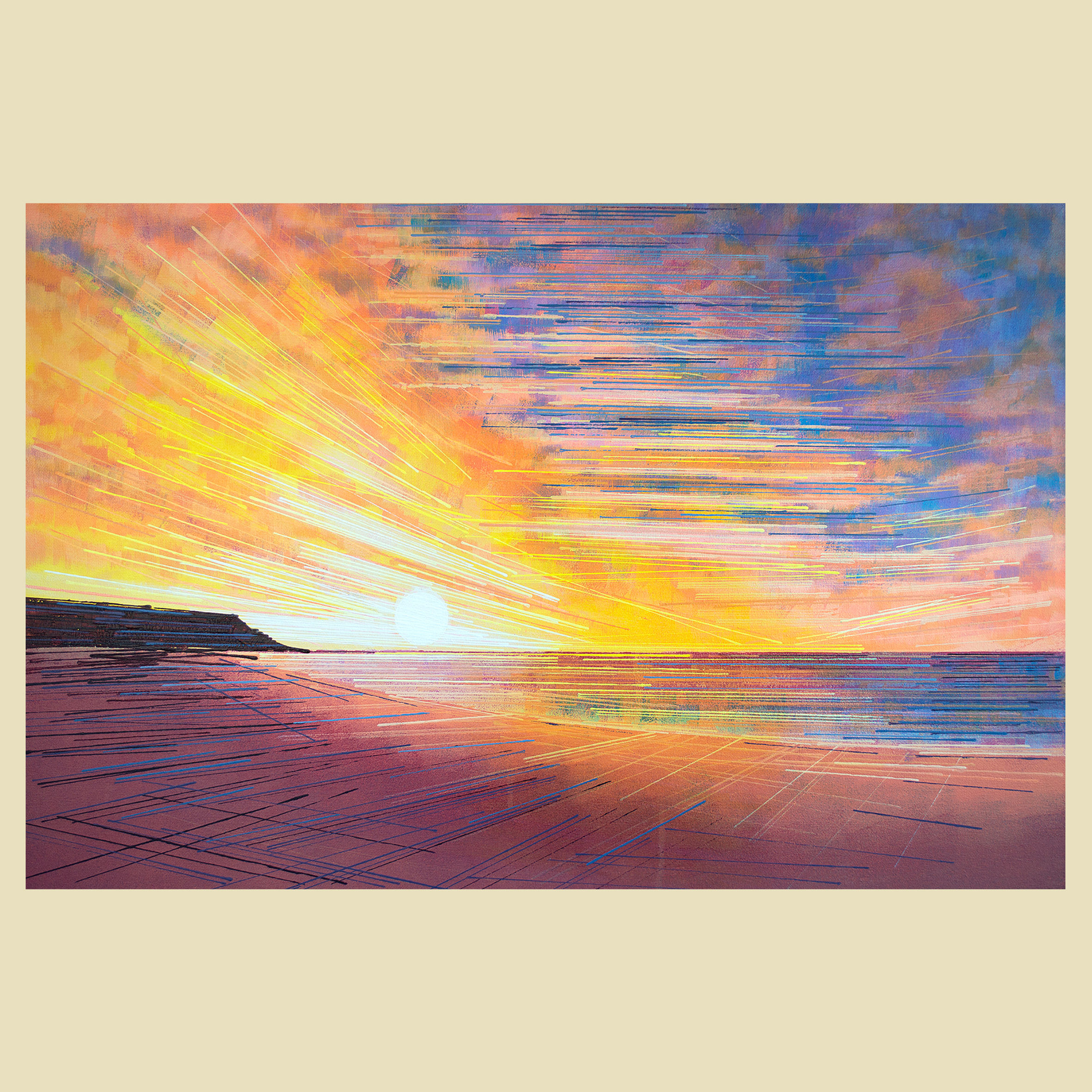 SUNRISE AT SANDY BAY DEVON PAINTING FOR SALE, JURASSIC COAST PAINTINGS FOR SALE. LANDSCAPE PAINTINGS FOR SALE