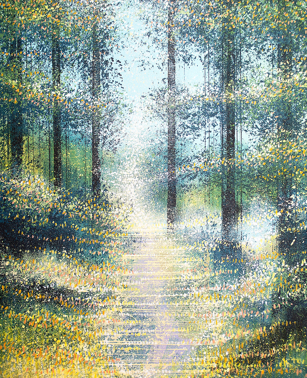 LATE SUMMER FOREST TREES PAINTING, LANDSCAPE PAINTINGS FOR SALE