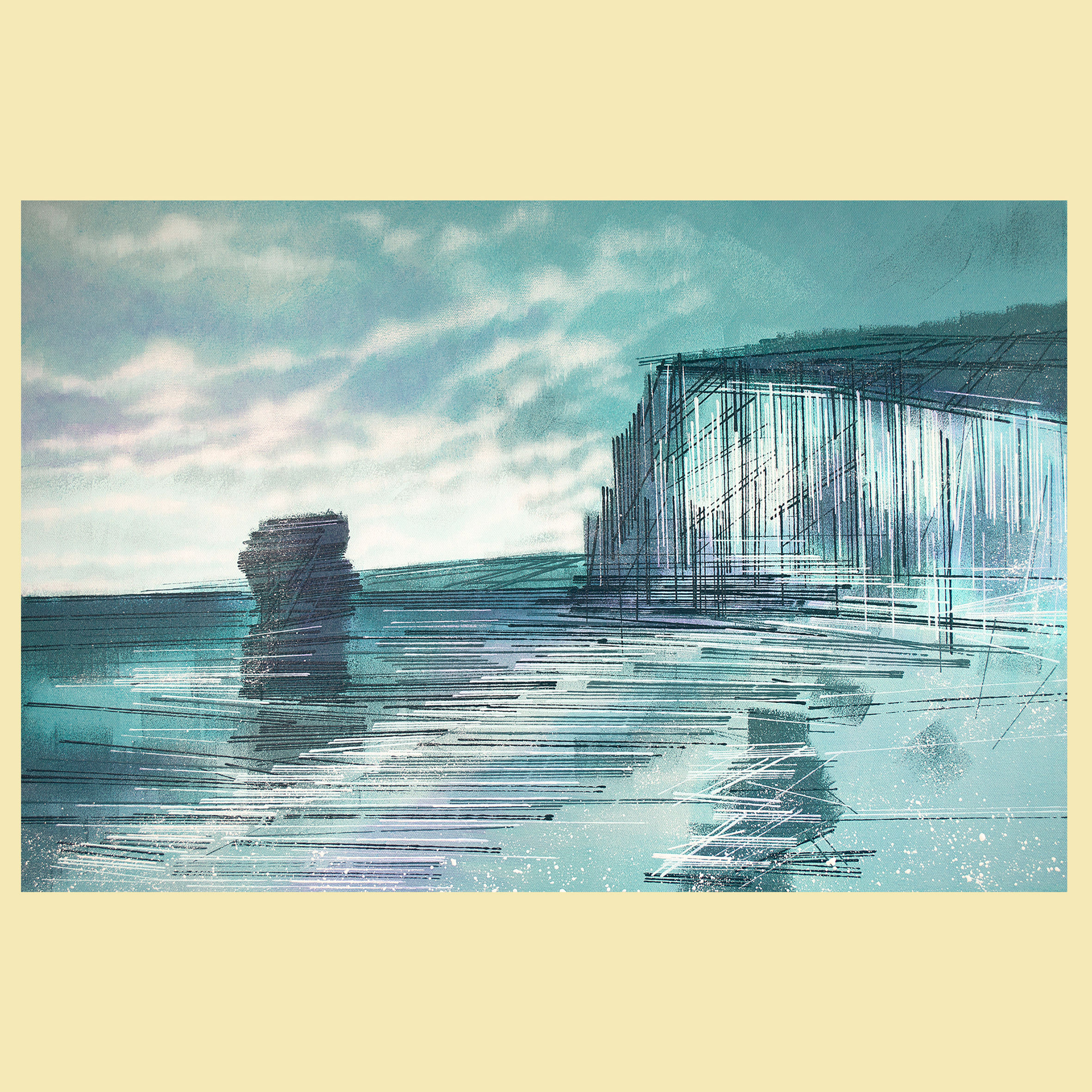 BUTTER ROCK  AT DUSK DORSET PAINTING, JURASSIC COAST PAINTINGS FOR SALE