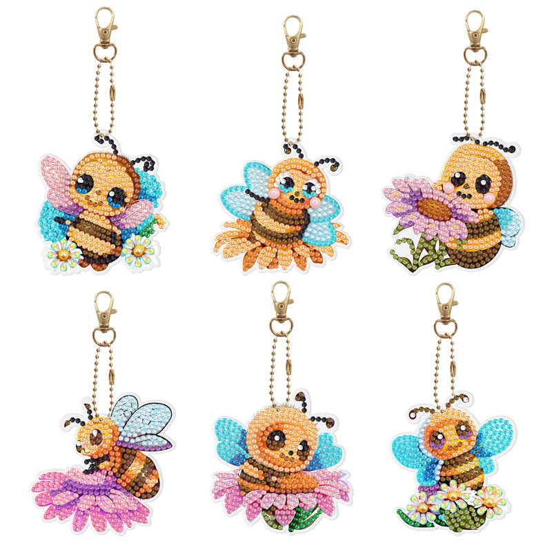 Bees 6 Piece Keychain Set