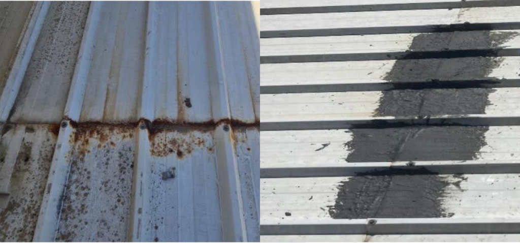 חיבור לוחות גג קל לפני איטום