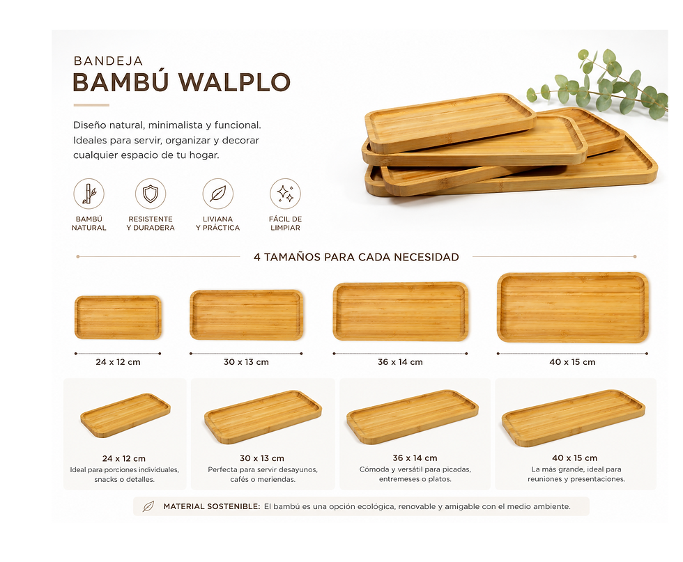 Miniatura: Bandeja Bambú 30x13 Walplo