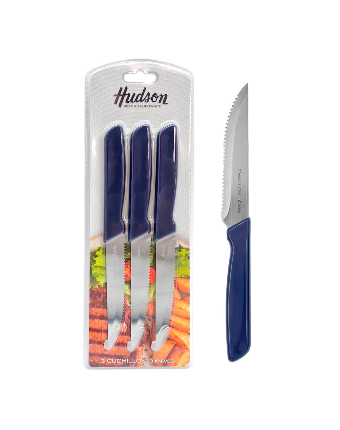 Cuchillo Basic Azul x3