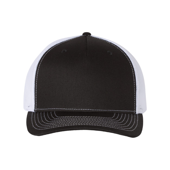 Trucker-style Richardson Cap, cotton/poly twill, ready to add custom embroidery.