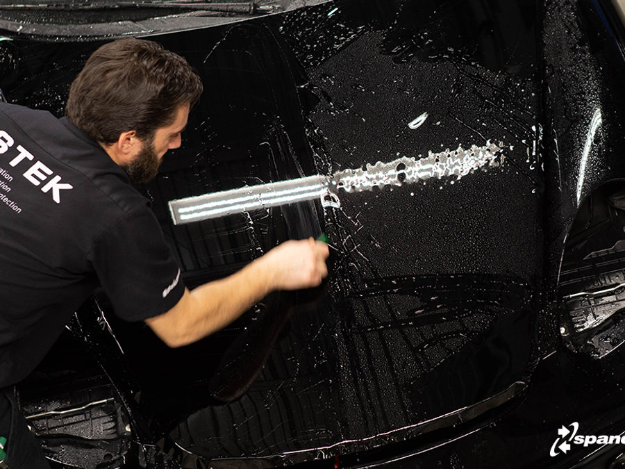 Paint protection film being fitted