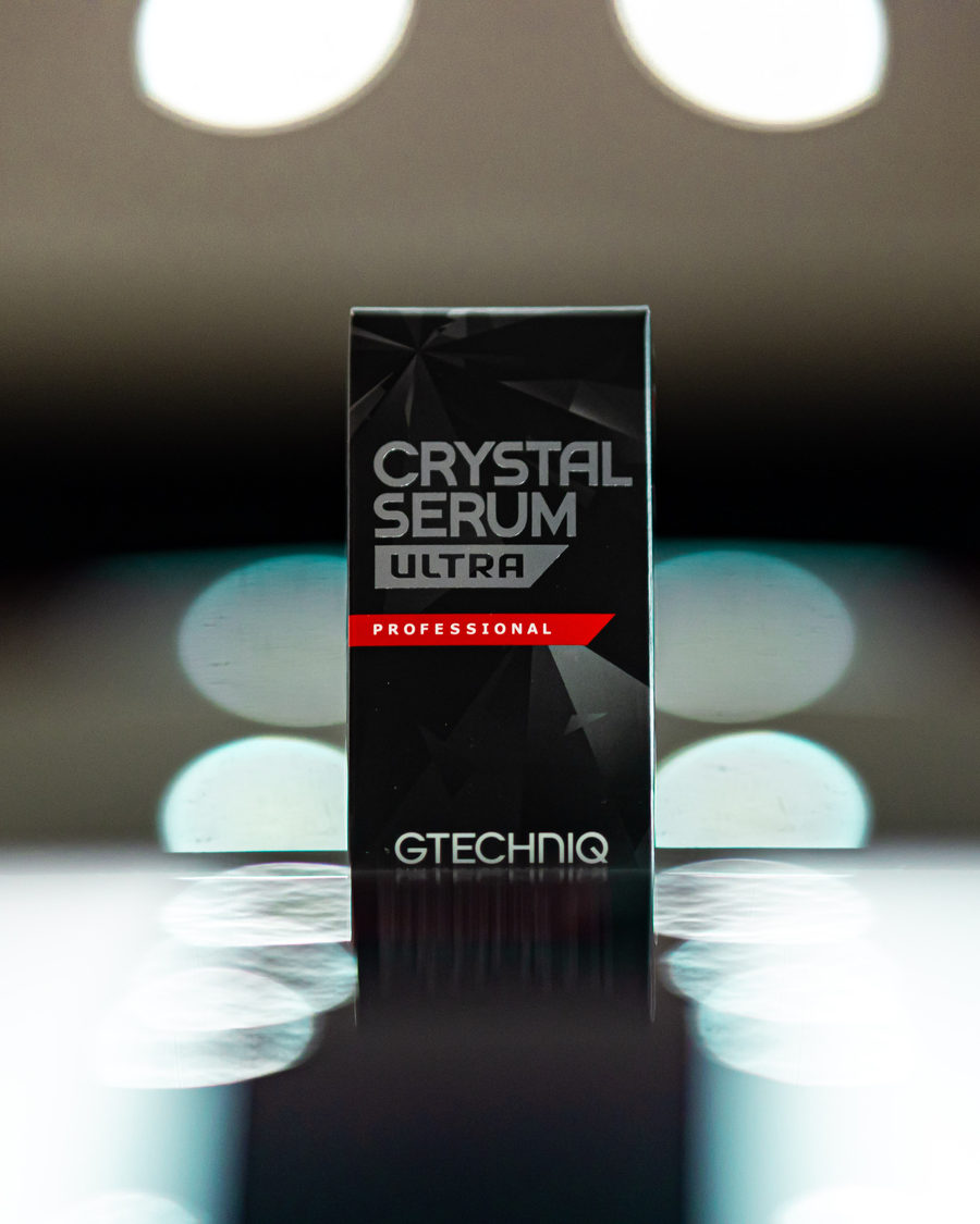 A bottle of Gtechniq Crystal Serum Ultra in the studio