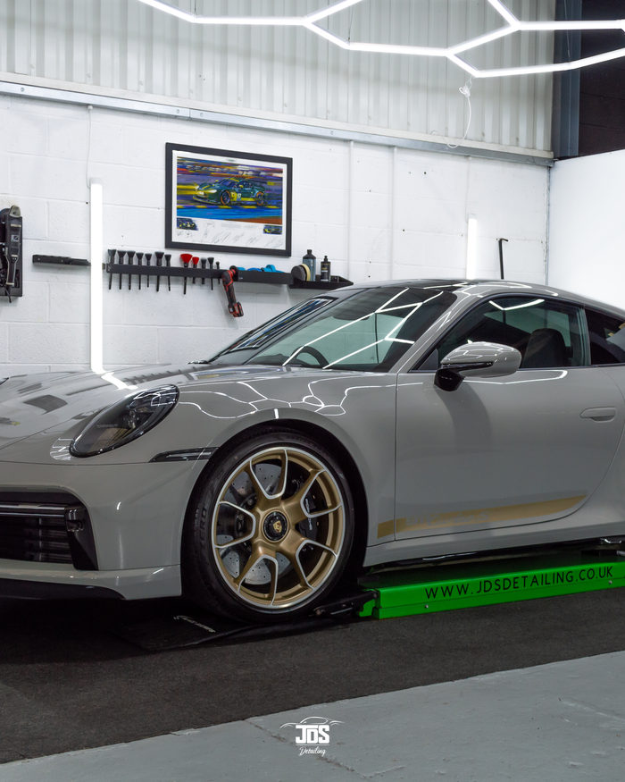 Grey Porsche 911 in the studio