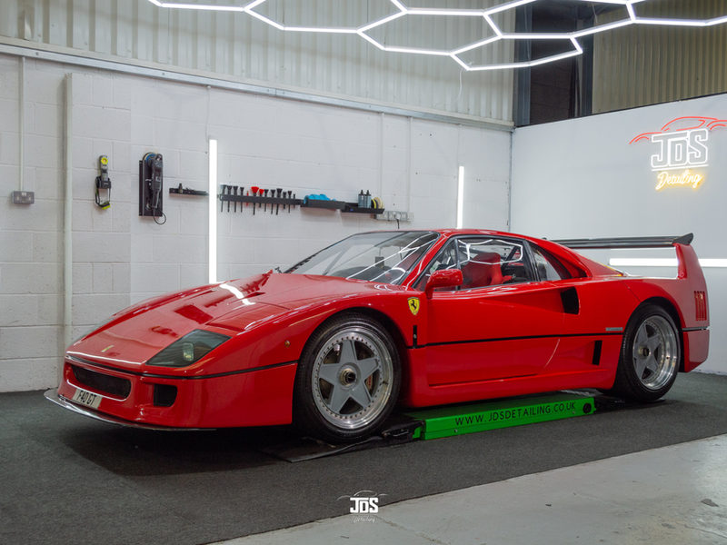 Red Ferrari F40 in the studio after a detail