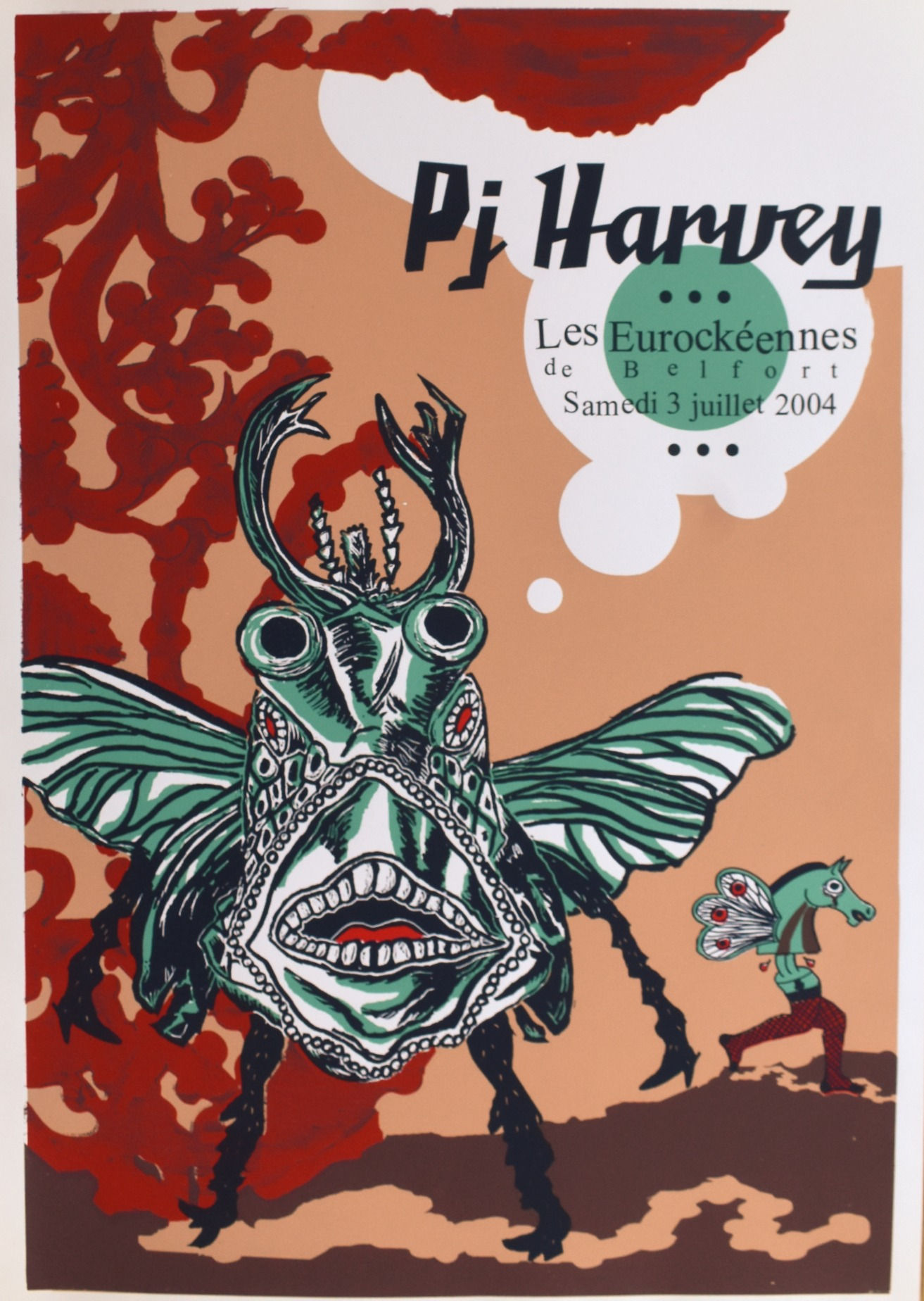 PJ Harvey Bongout 2004 Belfort France Signed Numbered Concert Poster