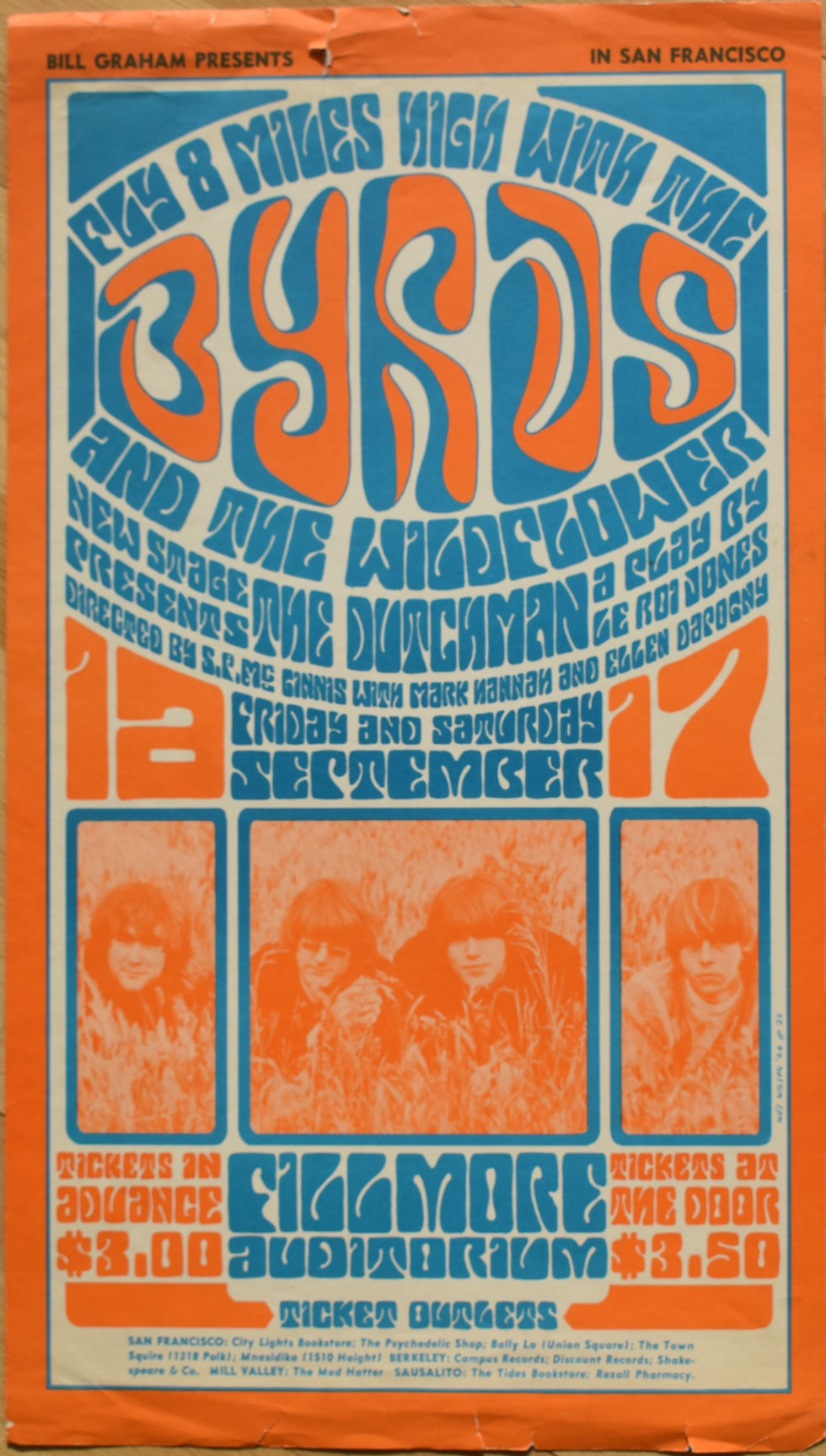 BG 28 Third Printing Byrds Bill Graham Fillmore Concert Poster 1966 Wes Wilson