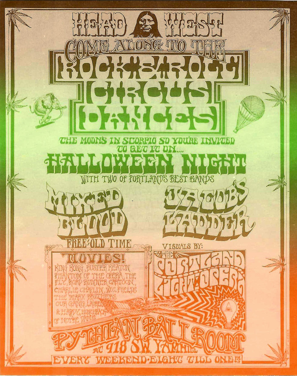 Mixed Blood Head West Pythian Ballroom 1970 Portland Concert Handbill