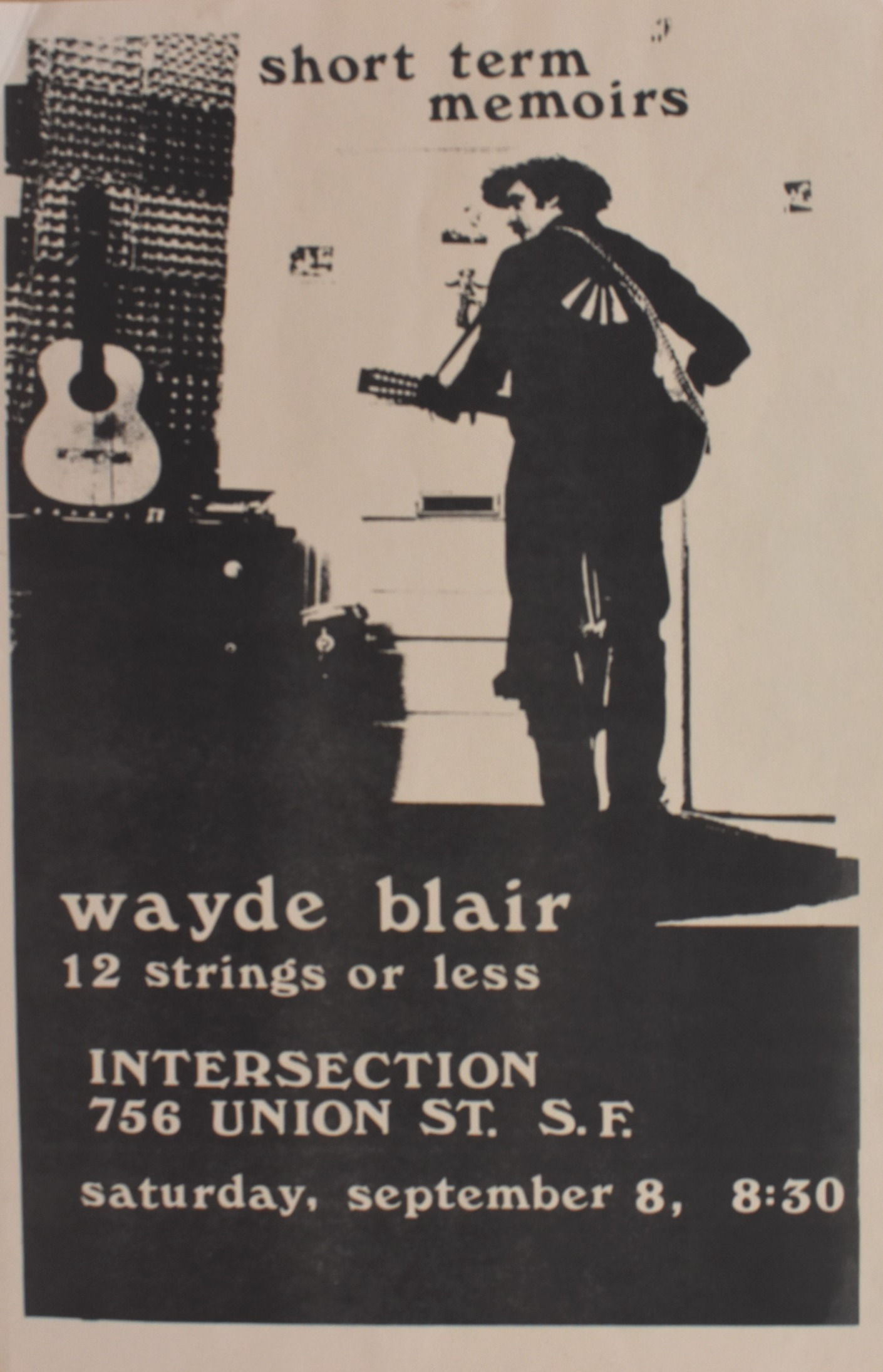 Wayde Blair Short Term Memoir 12 Strings or Less 1979 Concert Poster