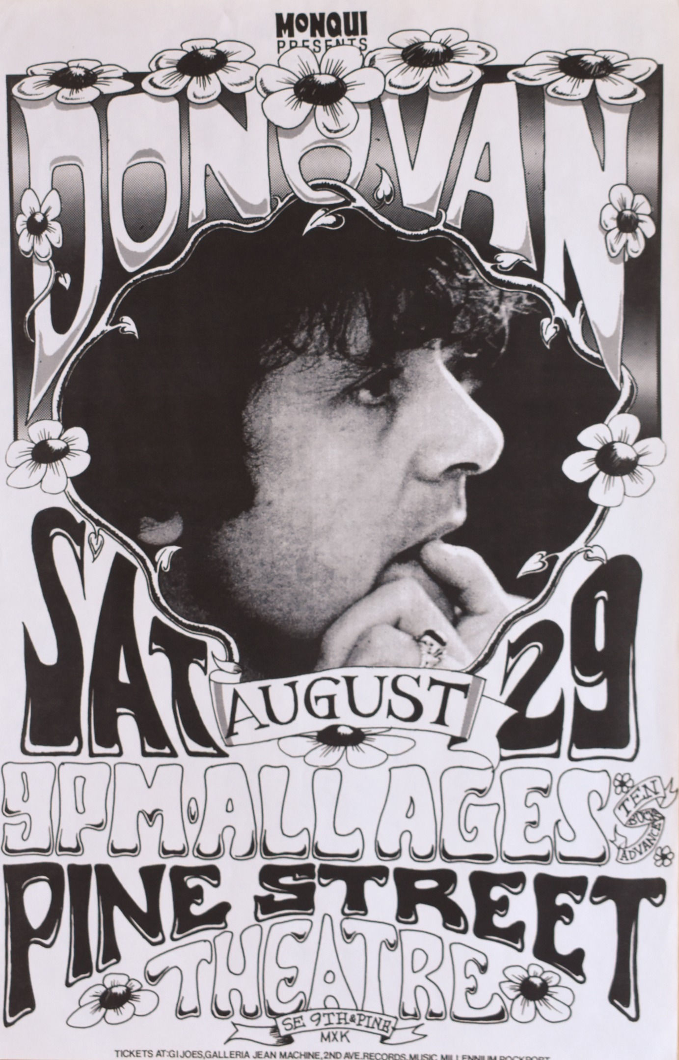 Donovan Pine Street Theater 1987 Mike King Concert Poster