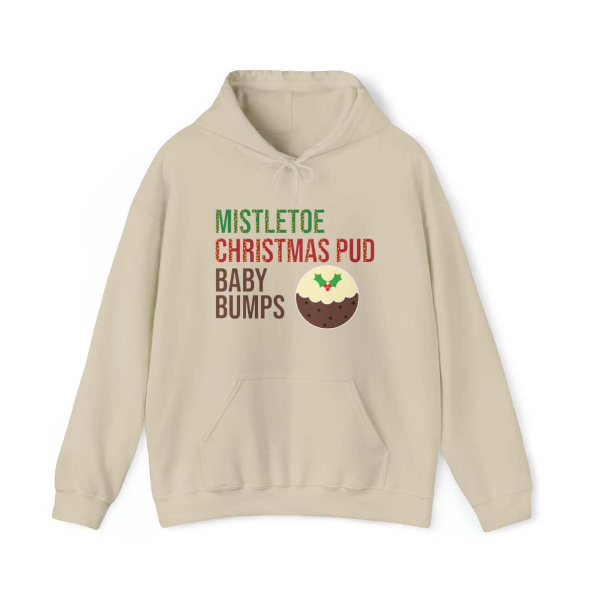Festive Pregnancy Announcement - Mistletoe, Christmas Pud and Baby Bumps Hoodie