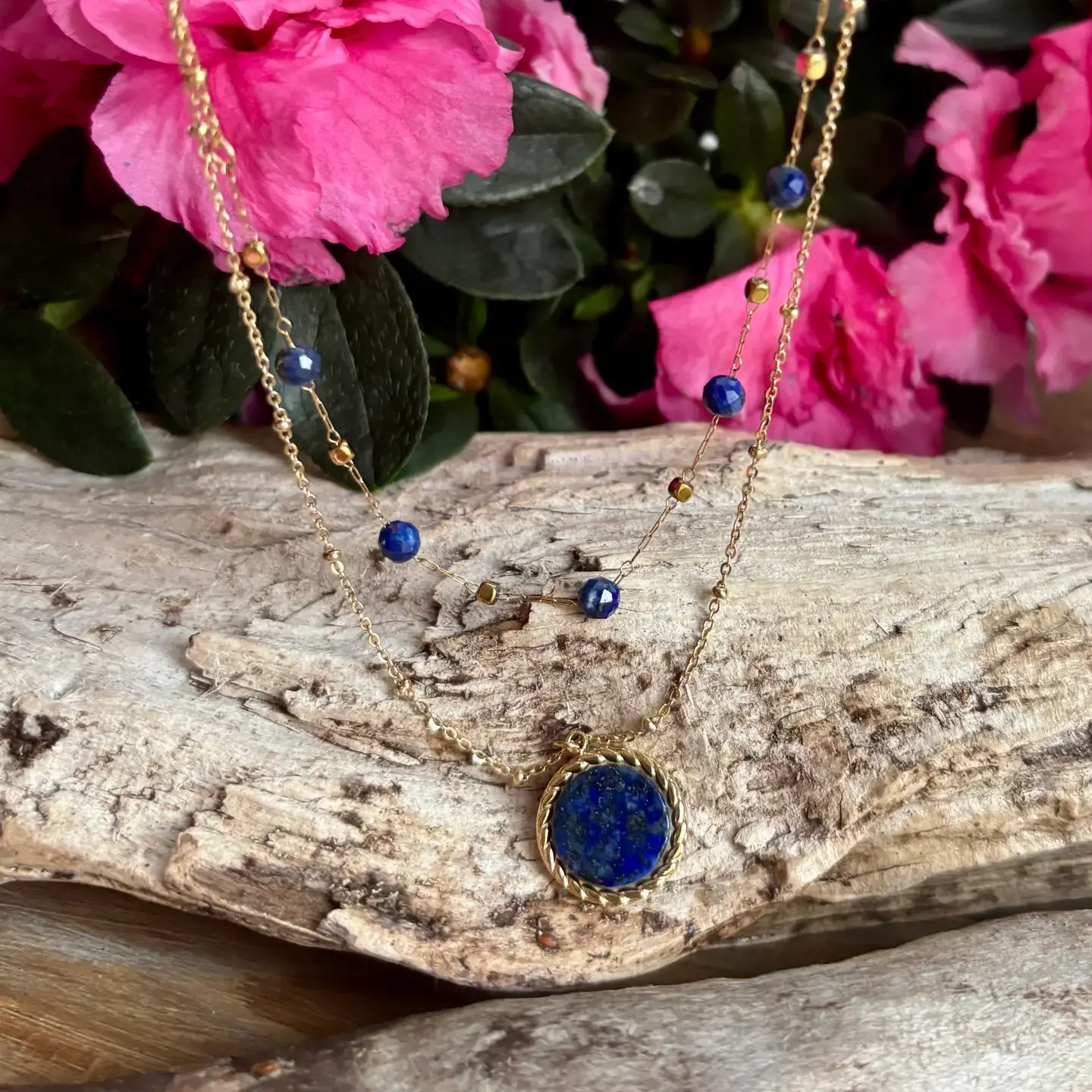 18ct Gold Plated Lapis Lazuli Layered Necklaces