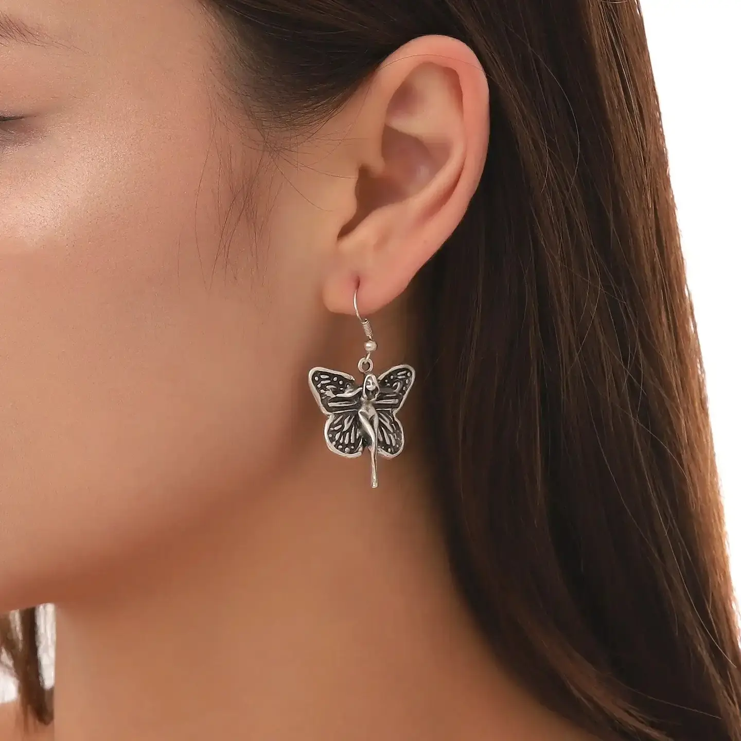 925K Sterling Silver Plated Angel Earrings