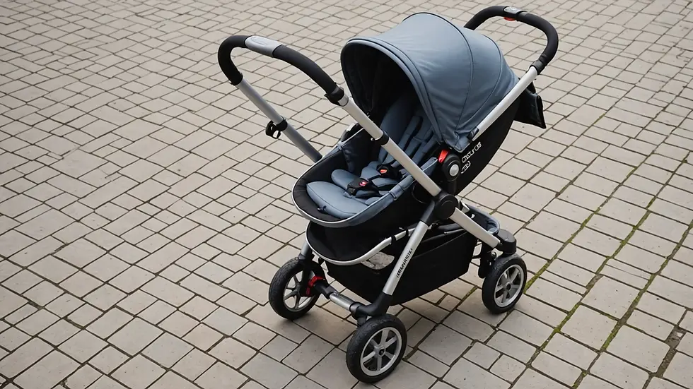 High angle view of a well-equipped stroller ready for a walk
