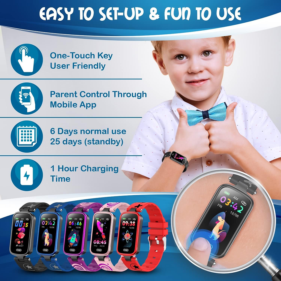 Thumbnail: Kids Fitness Tracker Watch, Waterproof with Pedometer & Sleep Monitor