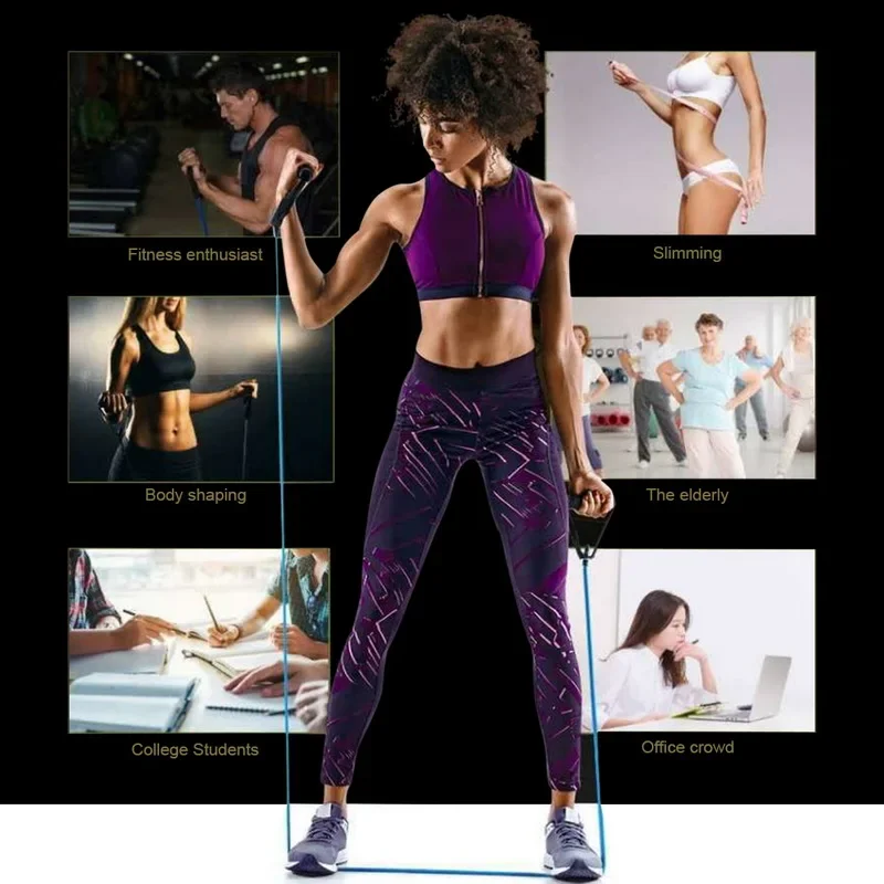 Thumbnail: 5 Levels Elastic Band Yoga Pull Rope Elastic Gym Fitness Exercise Tube Band with