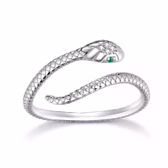 Silver Adjustable Snake Ring close view.