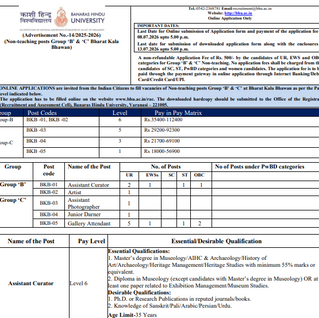 Bharat Kala Bhawan Vacancy 2026: Assistant Curator, Artist & Attendant Jobs