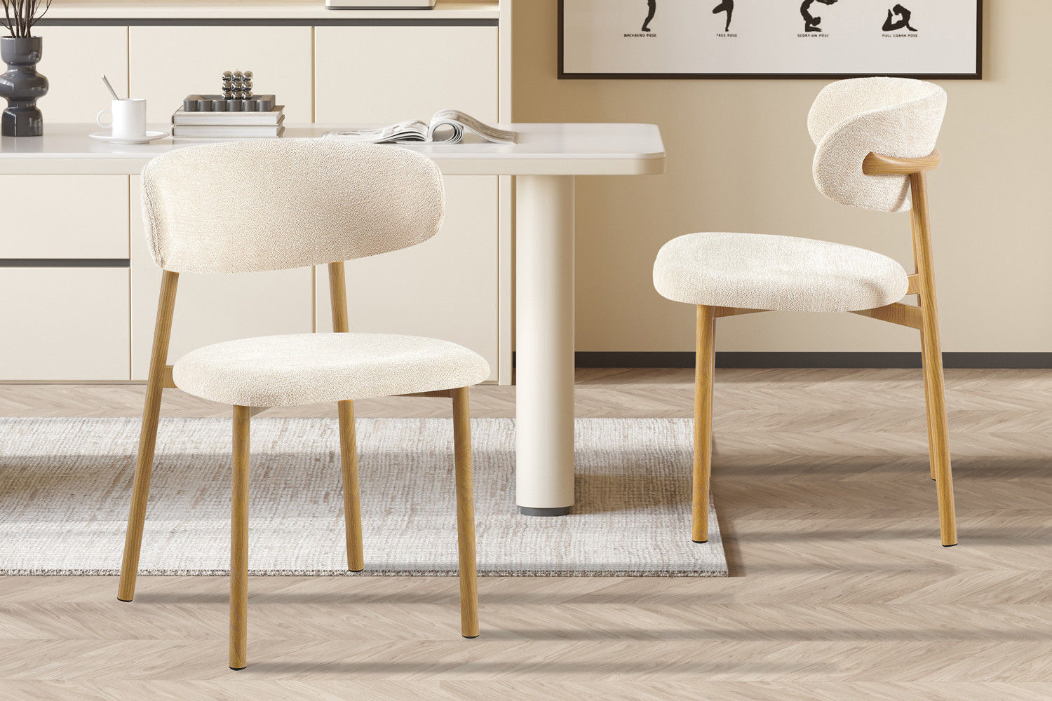 NEW - Chaise 'Coco' Naturel - Tissu Fabb Raven 24 Beige