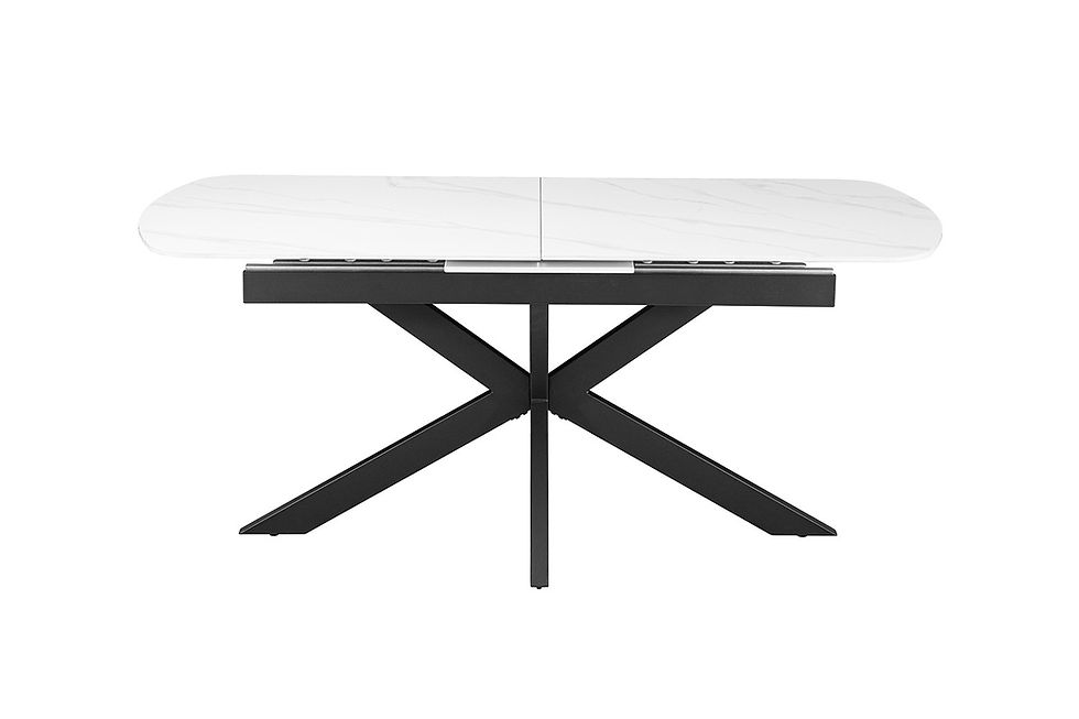 Miniature : NOUVEAU - Table extensible 'Hestia' 180-220 cm ovale danois pierre blanche
