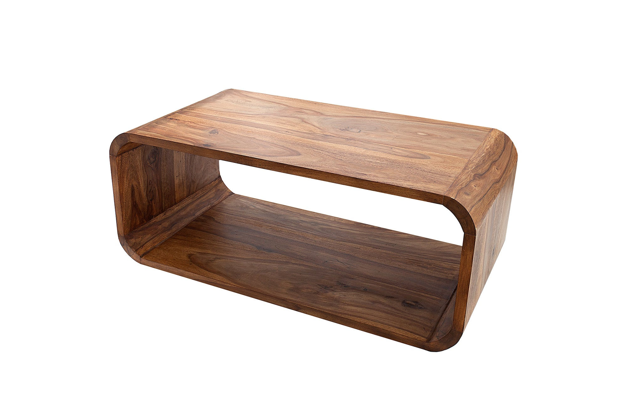 Table basse avec meuble TV CUBUS 100 cm en bois de sheesham