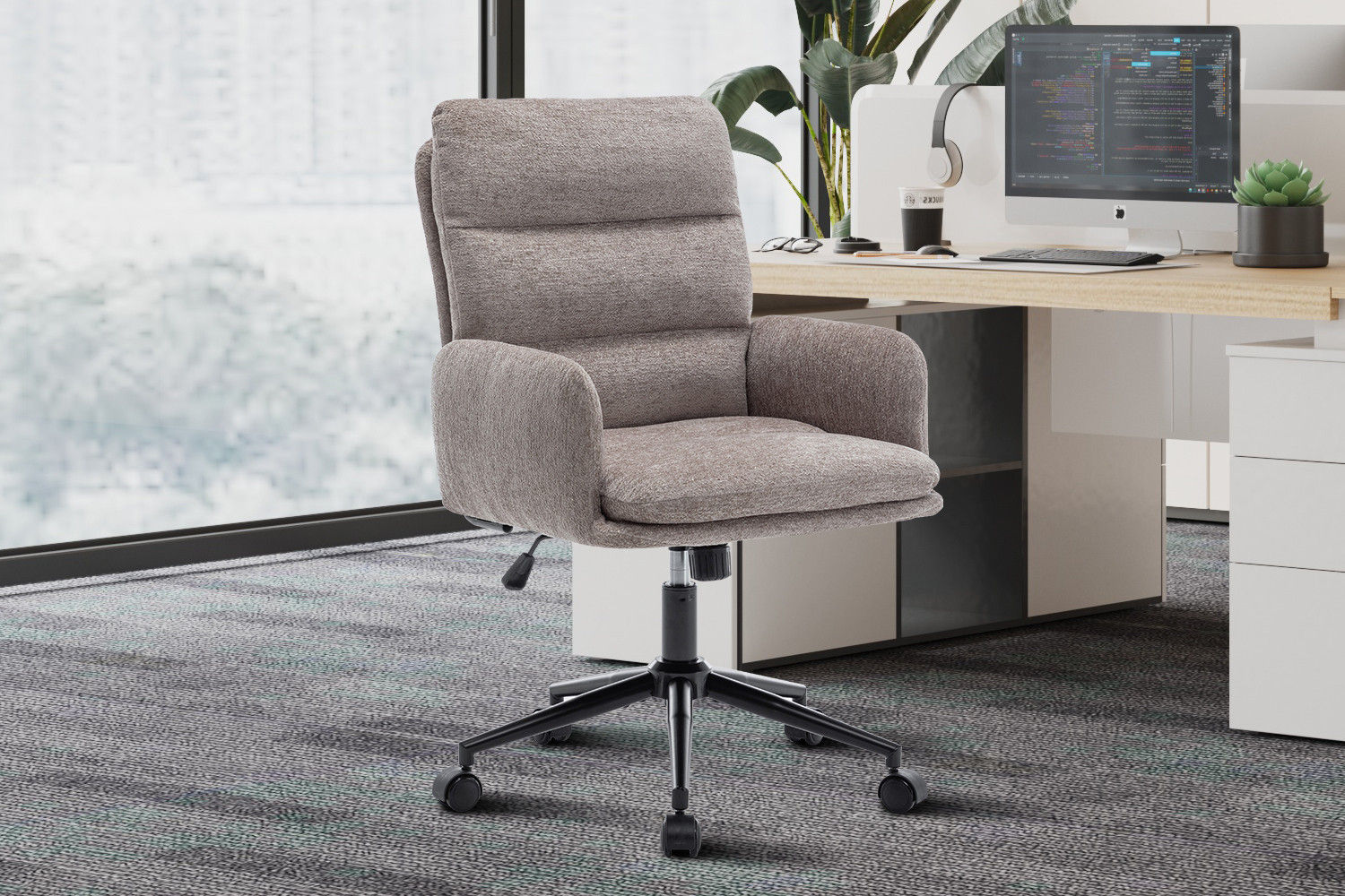 Chaise de bureau Aimé tissu Fabb Raven 30 sable
