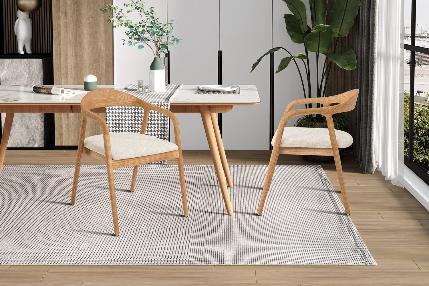 Chaise 'Claire' en bois de frêne naturel Ote Milan 103 Beige montée
