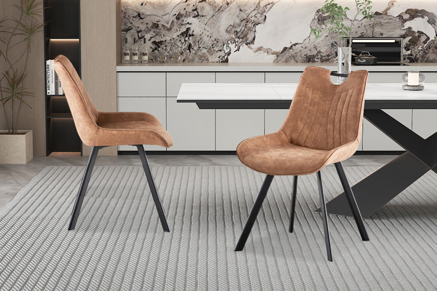 Chaise Pablo microfibre PU brun foncé
