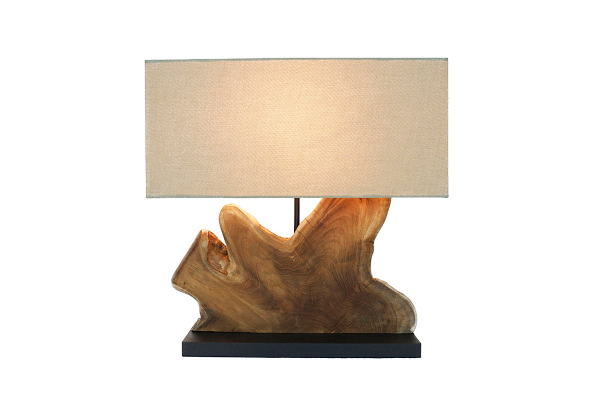 Lampe de table HYPNOTIC abat-jour 50 cm, bois de teck beige naturel