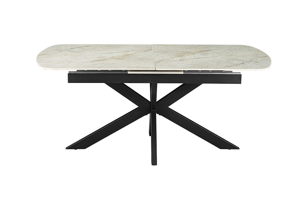Miniature : NOUVEAU - Table extensible 'Hestia' 180-220 cm ovale danois pierre beige