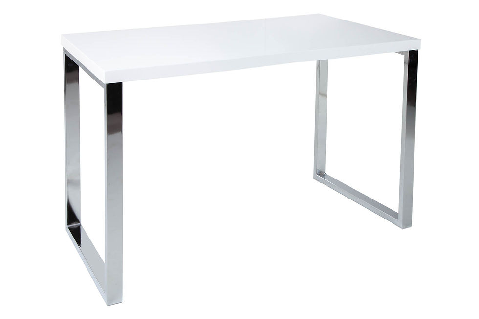 Bureau BLANC pied métal argent