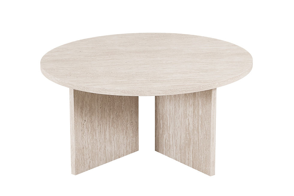 Miniature : Table basse Drasir ronde, décor travertin beige