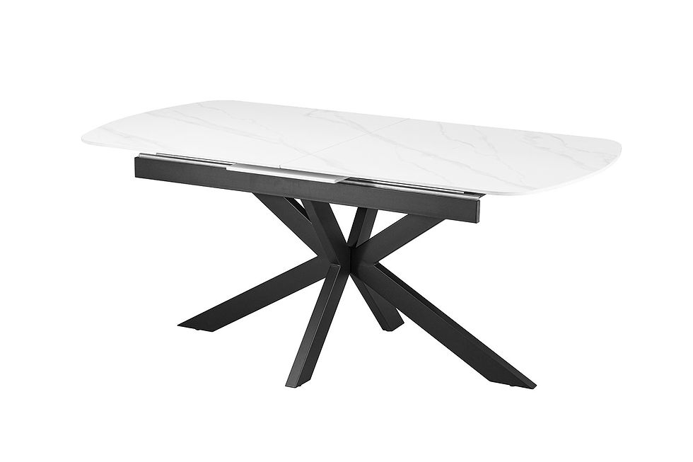 Miniature : NOUVEAU - Table extensible 'Hestia' 180-220 cm ovale danois pierre blanche