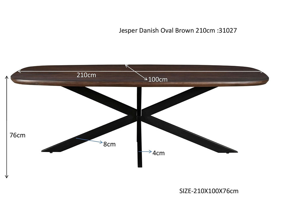 Miniature : Table à manger Jesper Danish ovale, 210cm, bois manguier, marron