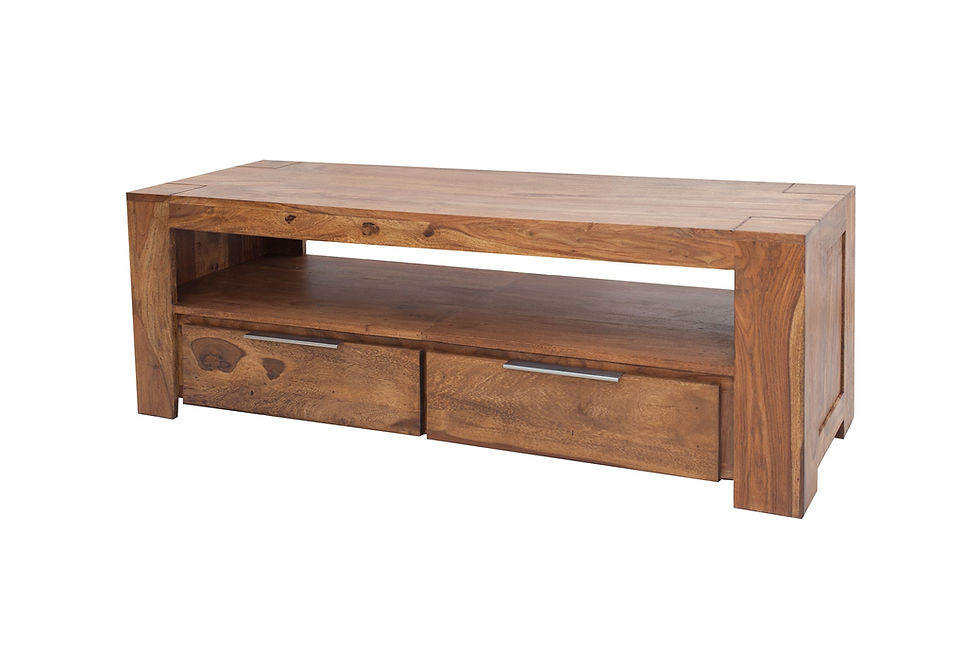 Meuble TV MAKASSAR 135cm 2 tiroirs sheesham